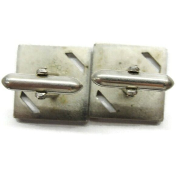 Swank Cufflinks Square Silver Tone Tux Shirt Dress Suit Vintage - Picture 6 of 7
